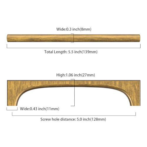 Asidrama 10 Pack 5 Inch(128mm) Brushed Antique Brass Cabinet pulls Kitchen Cabinet Handles, Cabinet Pulls Kitchen Cabinet Hardware for Cupboard Drawer Pulls 2321 - color: Brushed Antique Brass, size: 5" Hole Center, style: 10 Pack