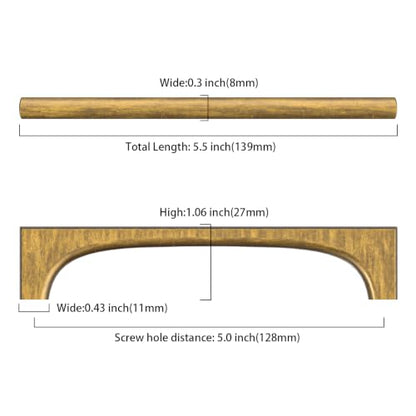Asidrama 10 Pack 5 Inch(128mm) Brushed Antique Brass Cabinet pulls Kitchen Cabinet Handles, Cabinet Pulls Kitchen Cabinet Hardware for Cupboard Drawer Pulls 2321 - color: Brushed Antique Brass, size: 5" Hole Center, style: 10 Pack