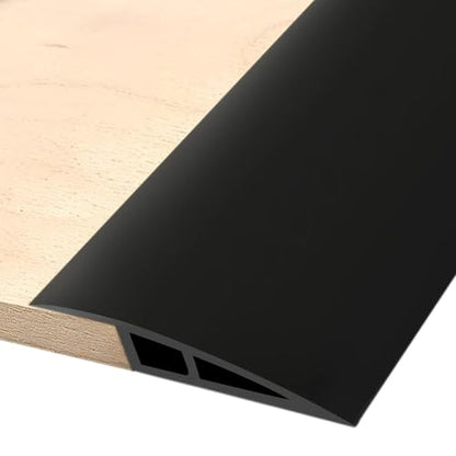 36" Self-Adhesive Vinyl Floor Transition Strip for Doorways – Waterproof Carpet Threshold Cover (Black, Fits Heights 1/2''~3/5'')