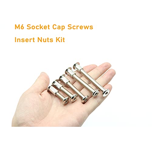 50-Pack Rivet Hex Socket Head Cap Countersunk Bolt and Barrel Nut, M6x20mm/ M6x30mm/ M6x40mm/ M6x50mm/ M6x60mm Bolt - size: M6x20mm/30mm/40mm/50mm/60mm 100pcs