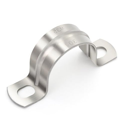 SS304 Conduit Clamps 1 Inch, 2-holes Pipe Bracket U Clamp for Cable/Water Pipe/Pipe, Heavy Duty Pipe Clamp | OD 1" | 10 pcs - size: Ø 1"