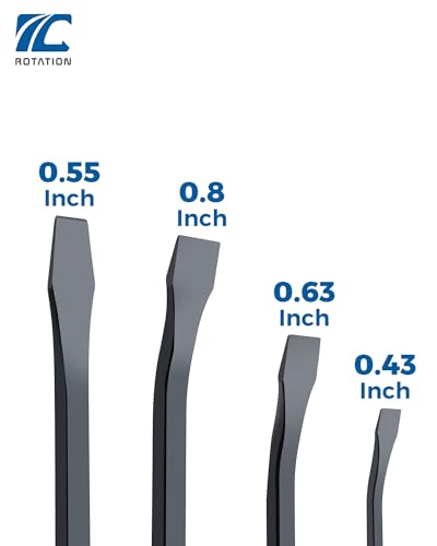 ROTATION 4-Piece Heavy Duty Pry Bar Set with Thicker Hammer Strike Cap and Angled Tip - color: 4pc Blue