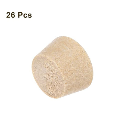 uxcell 26Pcs Wood Button Plugs,7.5mm/0.3" Flat Head Wood Screw Hole Plug - size: 9x7.5x8mm
