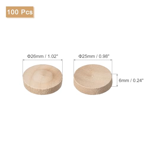 uxcell 100Pcs Flat Head Wood Plugs, 1 Inch Wooden Button Screw Plug Wood Plugs Screw Hole Covers for Furniture Tables Chairs - size: 1 Inch