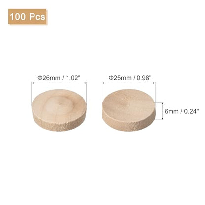 uxcell 100Pcs Flat Head Wood Plugs, 1 Inch Wooden Button Screw Plug Wood Plugs Screw Hole Covers for Furniture Tables Chairs - size: 1 Inch
