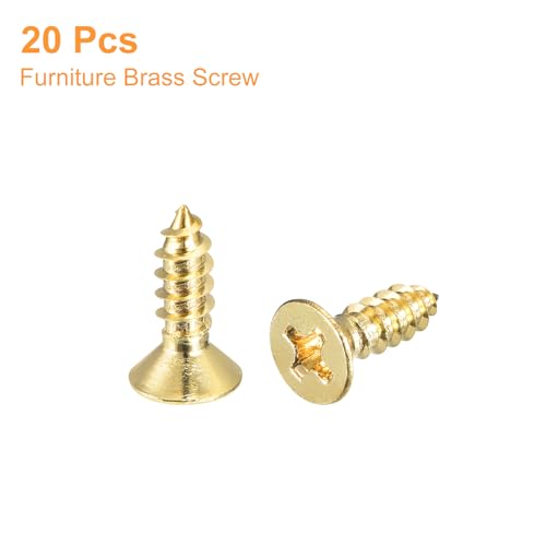 uxcell 20Pcs Brass Wood Screws, M3.5 x 12mm Phillips Flat Head Self Tapping Screw Woodworking Screw for Door Hinges, Wooden Furniture, Home Appliances - size: M3.5 x 12mm