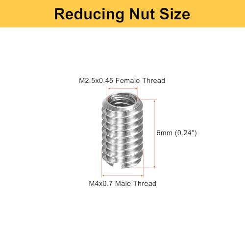 HARFINGTON 20pcs Thread Repair Inserts M4 x 0.7 Male to M2.5 x 0.45 Female Thread 6mm Long Stainless Steel Reducing Nuts Metric Self Tapping Sleeves Threaded Reducer Industrial Fasteners - size: M4 x 0.7 Male to M2.5 x 0.45 Female x 6mm