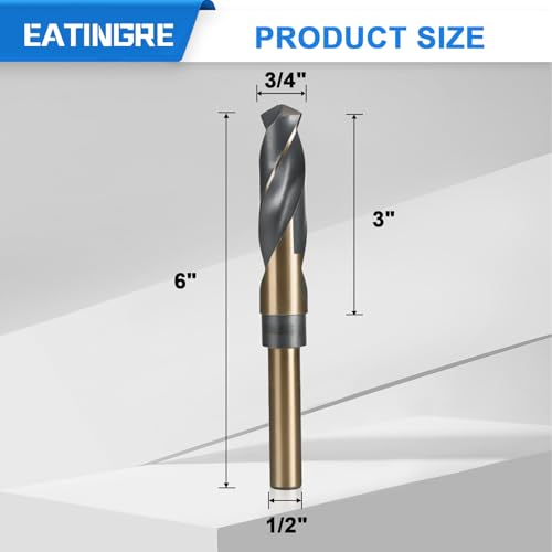 3/4 Inch Drill Bit, Reduced Shank High Speed Steel Bit with 1/2" Shank, HSS 4241 Black & Gold Drill Bits for Mild Steel, Metal and Hard Wood - size: 3/4 Inch