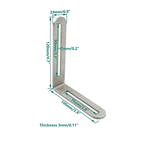 4 PCS Adjustable L-Shape Corner Brace, ULIFESTAR Heavy Duty Thicken Stainless Steel Joint Right Angle Brackets L Slotted Support Shelf Bracket for PC Case,Fixing Furniture-100x120x3mm/3.94x4.72x0.12'' - size: Silver 3.94 x 4.72 x 0.12 inches