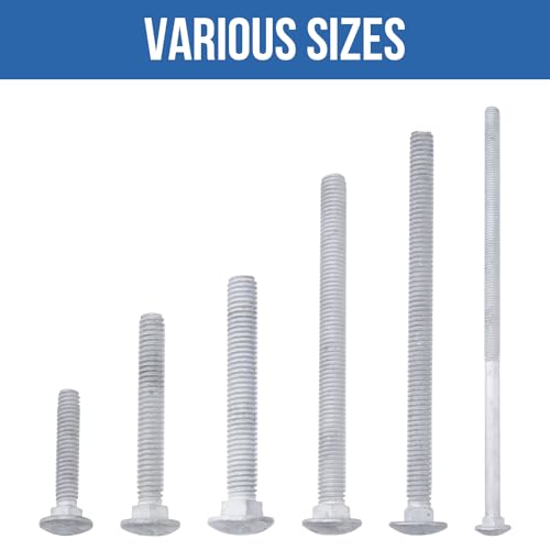 3/8" x 3-1/2" Carriage Bolts (50 PCS), Hot Dip Galvanized, Heavy Duty Round Head with Washers and Nuts - size: 3/8" x 3-1/2"