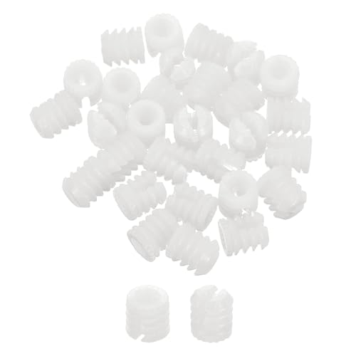 uxcell 200Pcs 0.34"x0.38" Hinge Dowels, Plastic Dowel Insert with Threaded for Cabinet Door Hinges Furniture Connections, White - size: 0.34"x0.38"