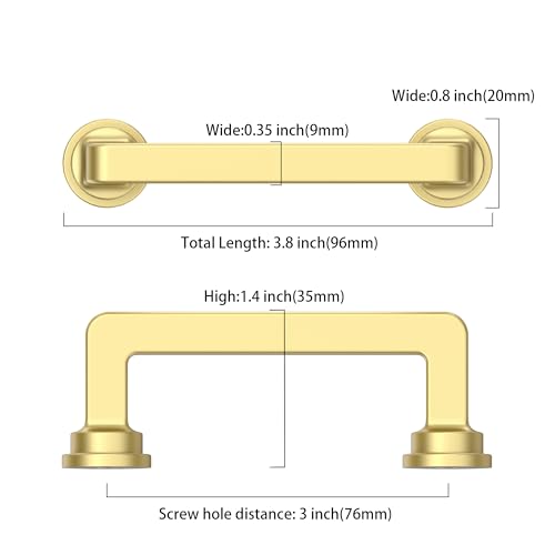 10 Pack 3 Inch Brushed Gold Cabinet Pulls, Kitchen Hardware - color: Brushed Gold, size: 3" Hole Center
