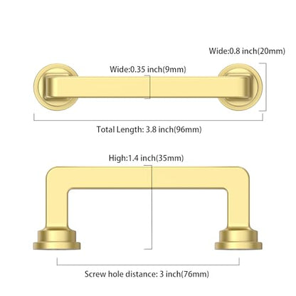 10 Pack 3 Inch Brushed Gold Cabinet Pulls, Kitchen Hardware - color: Brushed Gold, size: 3" Hole Center