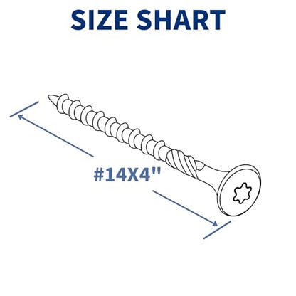 #14 x 4 Structural Lag Wood Screws, Heavy Duty Timber Deck Screws, 25 PCS - color: Black, size: #14 x 4"