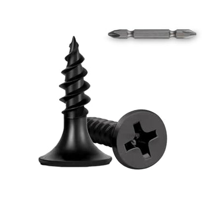 130Pcs Self-Tapping Black Wood Screws with Driver Bit, #8 x 1/2" - size: #8x1/2"