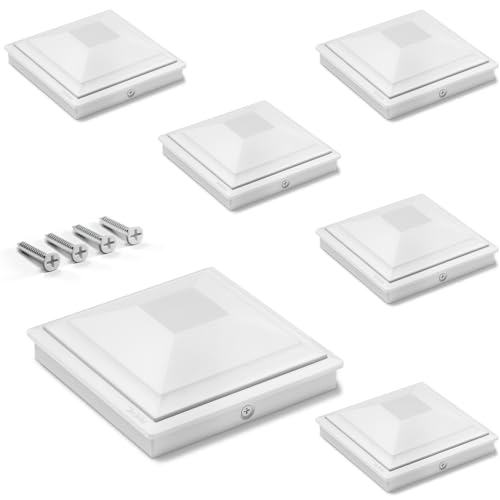 SIEDiNLAR 4x4 Post Caps White 6 Pack, Fence Post Covers Outdoor Waterproof - color: White, size: 4x4in, 6 Pack