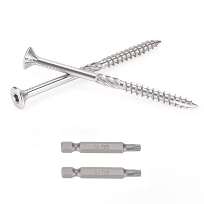 #10x3 inch Stainless Steel Deck Screws 200 PCS Wood Screws with T25 Bit - size: #10*3"---200pcs