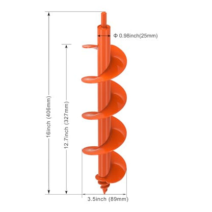 Insaga Auger Drill Bit for Planting, 3.5''x16'' Garden Earth Auger with Self-Tapping Screw, 3MM Heavy Duty Spiral Drill Planting Bit, for Bulbs Flowers Plants Post Hole Digger - size: 3.5x16''