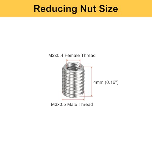 HARFINGTON 20pcs Thread Repair Inserts M3 x 0.5 Male to M2 x 0.4 Female Thread 4mm Long Stainless Steel Reducing Nuts Metric Self Tapping Sleeves Threaded Reducer Industrial Fasteners - size: M3 x 0.5 Male to M2 x 0.4 Female x 4mm