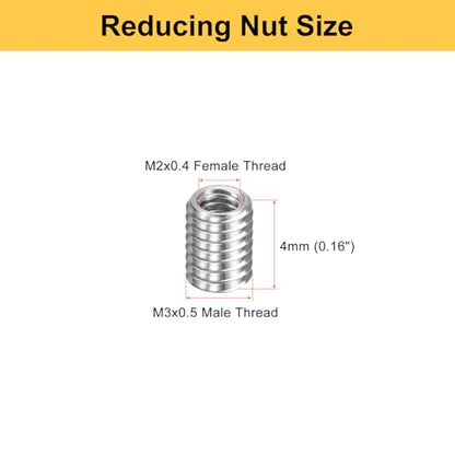 HARFINGTON 20pcs Thread Repair Inserts M3 x 0.5 Male to M2 x 0.4 Female Thread 4mm Long Stainless Steel Reducing Nuts Metric Self Tapping Sleeves Threaded Reducer Industrial Fasteners - size: M3 x 0.5 Male to M2 x 0.4 Female x 4mm