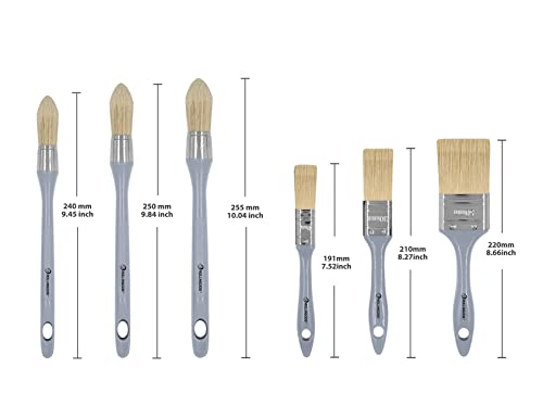 ROLLINGDOG Trim Paint Brush Pointed Round Edge Paint Brush Flat Paintbrush - color: Plastic Handle 6pc Set