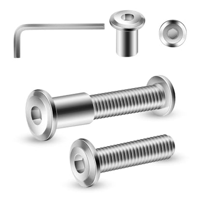 1/4-20 x 1 Inch 20Pcs Flat Head Hex Socket Cap Screws Bolts Barrel Nuts Kit, 304 Stainless Steel 18-8, Full Thread by SG TZH (with Hex Spanner) - color: Silver, size: 1/4-20 x 1"