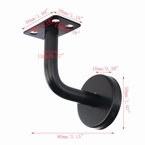 5pcs Stainless Steel Handrail Brackets, Black Flat Mounting Plate - style: Black, For Square Handrail