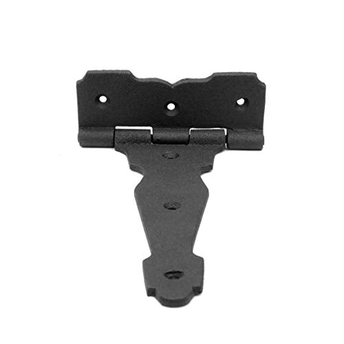 Renovators Supply Manufacturing T Strap Gate Hinges with Hardware 6 1/2 in. Black Rust Resistant Cast Iron Flush Mount Heavy Duty Gate Hinges - size: 6.5 inches - Pack of 1