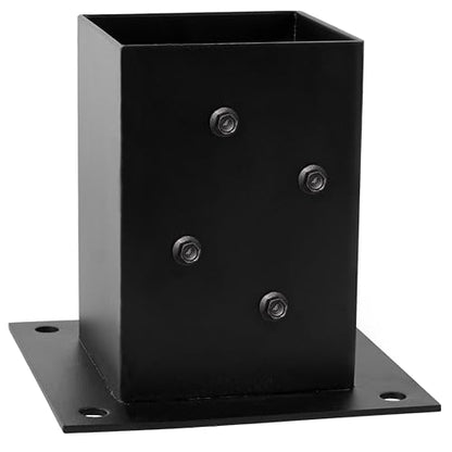 (4 PCS) LADECH 4x4 Wood Fence Post Anchor Base, 2mm Thick Steel and Black Powder Coated,Come with Wood Screws and Concrete Anchors (Black - 4 PCS)