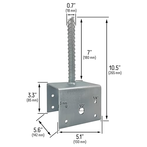 U Shaped 6x6 Deck Post Concrete Anchor Spike, Fence Post Base, Zinc Plated (4 Pack) - color: Zinc Plated, size: 6x6