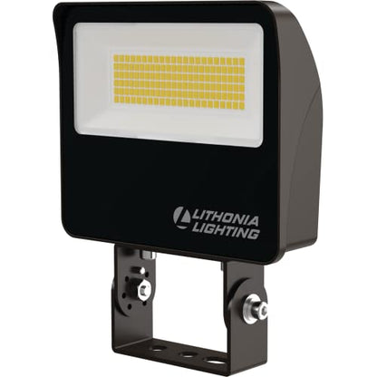 Lithonia Lighting All-in-One LED Flood Light, Waterproof Dusk to Dawn MVOLT - color: Switchable White (Adjustable Lumens), size: 6.04 W x 5.17 L x 1.86 H | Knuckle or Yoke Mount, style: Modern