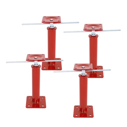 4 Pack Adjustment House Jacks for Leveling Crawlspace, Red - color: Red, size: 11"-16"