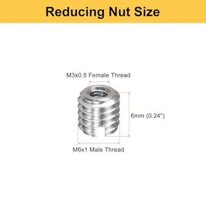 HARFINGTON 20pcs Thread Repair Inserts M6 x 1 Male to M3 x 0.5 Female Thread 6mm Long Stainless Steel Reducing Nuts Metric Self Tapping Sleeves Threaded Reducer Industrial Fasteners - size: M6 x 1 Male to M3 x 0.5 Female x 6mm