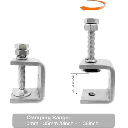 Stainless Steel C Clamps, Mini Tiger Clamp Set for Mounting, Heavy Duty Metal U Clamps, Small Desk G-Clamp with 1.57 Inch Stable Wide Jaw Opening for Metal Working Woodworking Welding Building (4pcs) - size: 1.57 in / 40mm (4 Pcs)