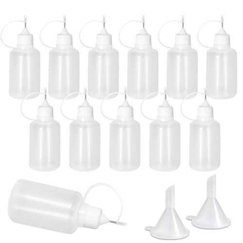 30ml Precision Tip Bottles, 12 Pcs White 2 Funnels - size: 30ml