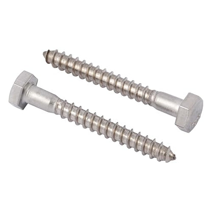 1/4 x 3-1/2 Stainless Lag Bolt (25-Pack) 18-8 Stainless Steel, Heavy Duty Hex Wood Lag Screw, ASME B18.2.1 Commercial/Industrial Grade by Makers Bolt - size: 1/4 x 3-1/2 (25 pack)