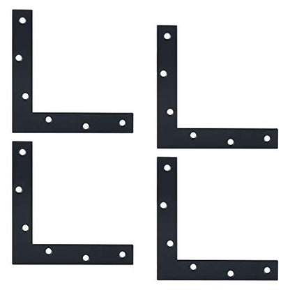 Alise L Flat Brackets for Wood,Corner Bracket Mending Plate,Black,4Pcs - size: 120x120mm(4Pcs), style: Black