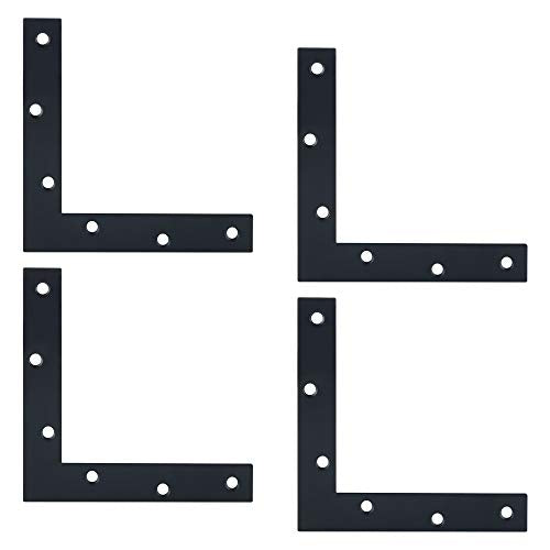 Alise L Flat Brackets for Wood,Corner Bracket Mending Plate,Black,4Pcs - size: 120x120mm(4Pcs), style: Black