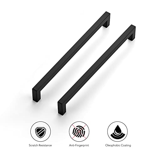Ravinte Matte Black Square Cabinet Handles Drawer Pulls 10 Inch 18 Pack - color: Matte Black