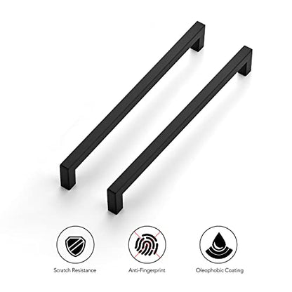 Ravinte Matte Black Square Cabinet Handles Drawer Pulls 10 Inch 18 Pack - color: Matte Black