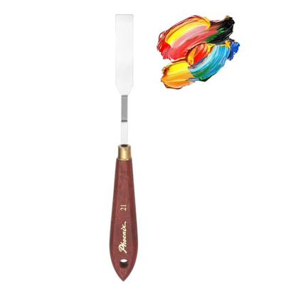 MECCANIXITY Pack of 1 Palette Knife No.21, 8.3" Long Palette Knives with Stainless Steel Flexible Spatula Pallet Knife and Wood Handle for Scraping, Mixing, Oil Acrylic Painting Canvas - style: No.21