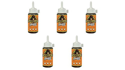 Gorilla Original Waterproof Polyurethane Glue, 4 ounce Bottle, Brown, (Pack of 5)