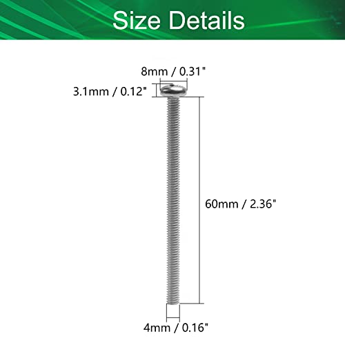 30Pcs M4-0.7 x 60mm Pan Head Phillips Machine Screws - size: M4 x 60mm