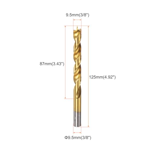 HARFINGTON 3pcs Brad Point Drill Bit 9.5mm/3/8 Dia Straight Round Shank - size: 9.5mm