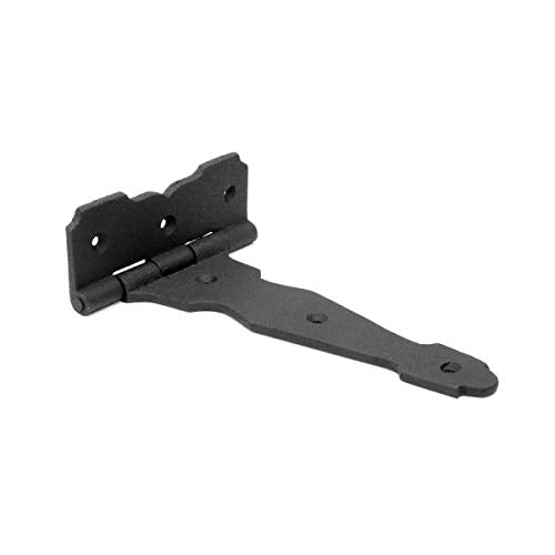 Renovators Supply Manufacturing T Strap Gate Hinges with Hardware 6 1/2 in. Black Rust Resistant Cast Iron Flush Mount Heavy Duty Gate Hinges - size: 6.5 inches - Pack of 1