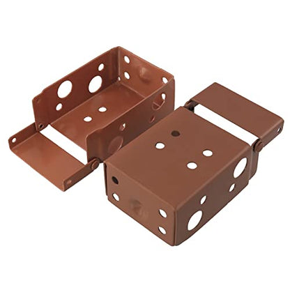 4PCS 2 inch Brown Low Profile Box Mounting Bracket for Headrail, Thin Box Railing Low Rail Blinds Bracket, Blinds Mounting Bracket