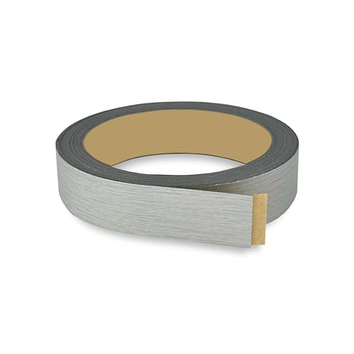 Brushed Silver PVC 1 1/2 in x 25 ft Edge Banding Peel Stick Tape Adhesive Metal Edging Veneer Aluminum Trim Flexible Strip Molding Mdf Wood Cabinet Laminate Shelf Furniture Countertop Formica Plywood - color: Brushed Silver, size: 1-1/2 inch x 25 ft