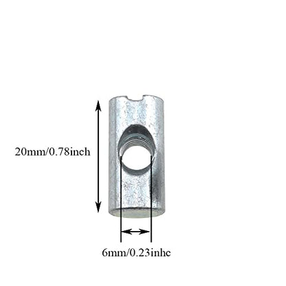 M6x20mm Barrel Nuts Cross Dowels Slotted Bolts Hardware Clean Tight Thread Proper Insert Sturdy Firm Holding Easy Install Align Smooth Screw in Snug Fit for Beds Crib Furniture Chairs 15PCS - size: M6x20mm-Silver-15Pcs