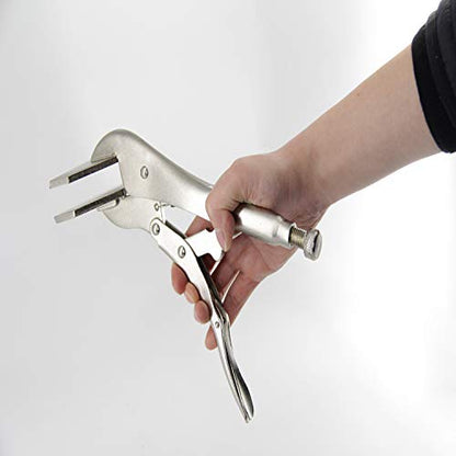 10-inch Locking Sheet Metal Clamp, Heavy Duty Sheet Metal Grip Tool, Heat-Treated Nickle Plated Welding Plier