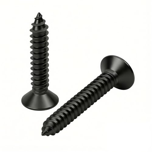 #8 x1/2 [100 Pack] Flat Head Phillips Drive Self Tapping Screws, Sheet Metal Screws, Black Oxide, 304 Stainless Steel (18-8), Corrosion Resistant Screw for Wood, Sheet Metal and More - size: #8 x1/2
